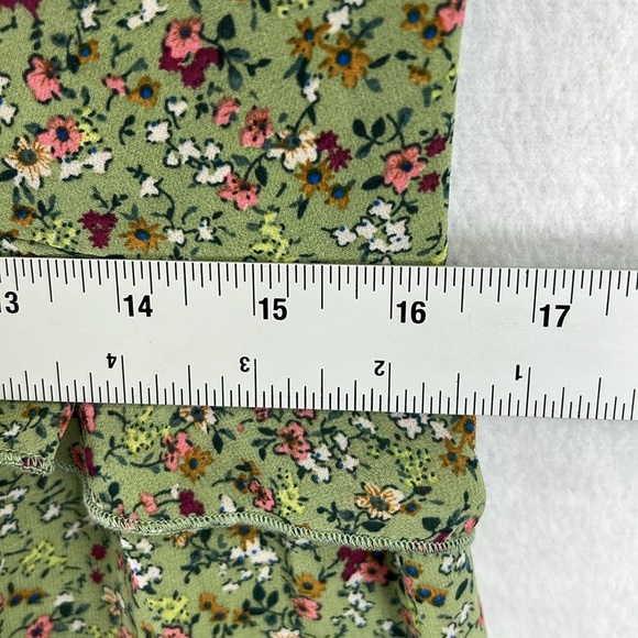Manydress Dress Sz L Green Floral Print Flutter Sleeves V-Neck Ruffled Hem EUC - Picture 8 of 8